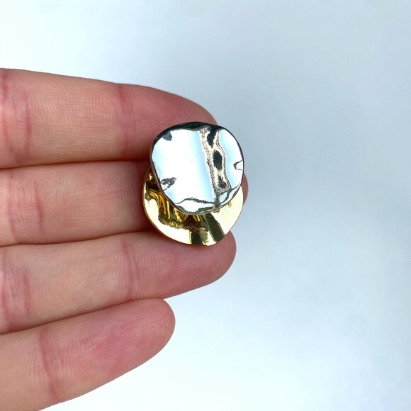 NEW~ Anthropologie Front Back Gold Silver Disk Earrings - Picture 8 of 9